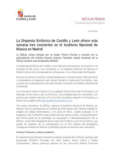La Orquesta Sinfónica de Castilla y León (OSCyL) ofrece emocionantes conciertos en Madrid. Descubre su repertorio con Berlioz y Chaikovski.