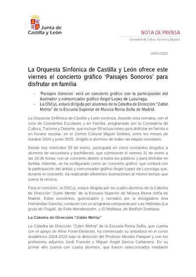 Descubre "Paisajes Sonoros", un concierto gráfico de la Orquesta Sinfónica de Castilla y León, ideal para disfrutar en familia.