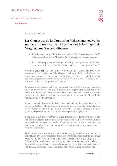 La Orquestra de la Comunitat Valenciana presenta una experiencia única con el "El anillo del Nibelungo" de Wagner.