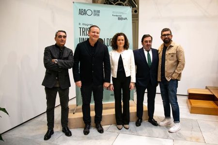 ABAO Bilbao Opera. Rueda de prensa Tristan und Isolde 2025. Cesidio Niño, Erik Nielsen, Laura Poderoso, Juan Carlos Matellanes, Allex Aguilera. Foto ® Silvia Maidagan