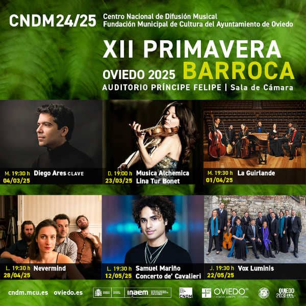 12ª edición del ciclo Primavera Barroca, presentado por el CNDM y el ayuntamiento de Oviedo. Una experiencia musical única. 12ª edición del ciclo Primavera Barroca, presentado por el CNDM y el ayuntamiento de Oviedo. Una experiencia musical única.