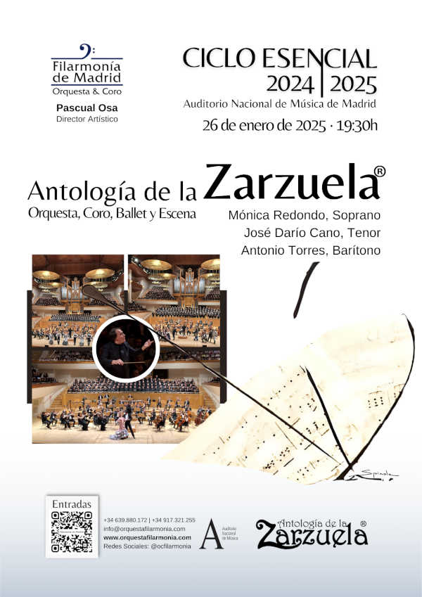 La Zarzuela en todo su esplendor con Filarmonía de Madrid. Obras completas, conciertos sinfónicos y selecciones brillantes.