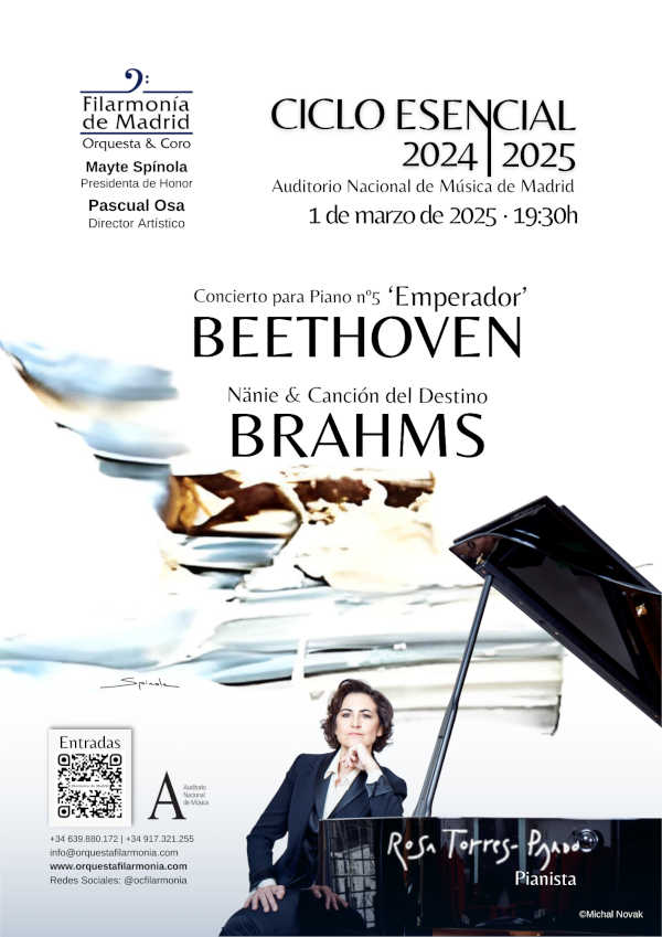 Descubre el Concierto nº5 para piano de Beethoven interpretado por la Orquesta Filarmonía de Madrid y la solista Rosa Torres-Pardo.