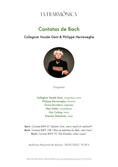 Descubre las cantatas de Bach interpretadas por el Collegium Vocale Gent y Philippe Herreweghe en La Filarmónica.