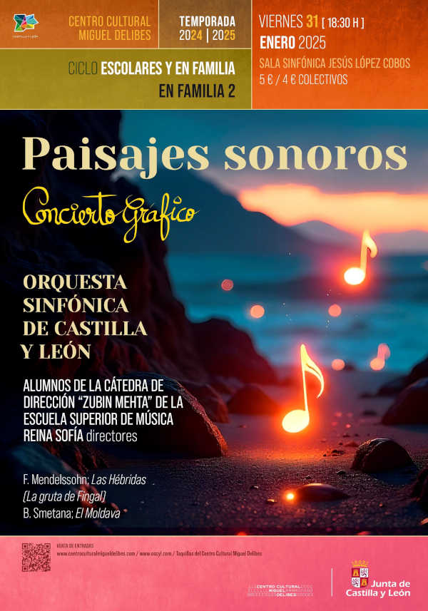 Descubre "Paisajes Sonoros", un concierto gráfico de la Orquesta Sinfónica de Castilla y León, ideal para disfrutar en familia.