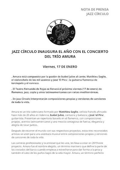 Cita imprescindible en Madrid: el Círculo de Bellas Artes y su increíble propuesta de jazz. Amura, un trío valenciano con energía y talento.