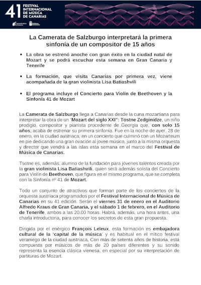 Descubre la primera sinfonía de un joven compositor de 15 años, interpretada por la Camerata de Salzburgo.