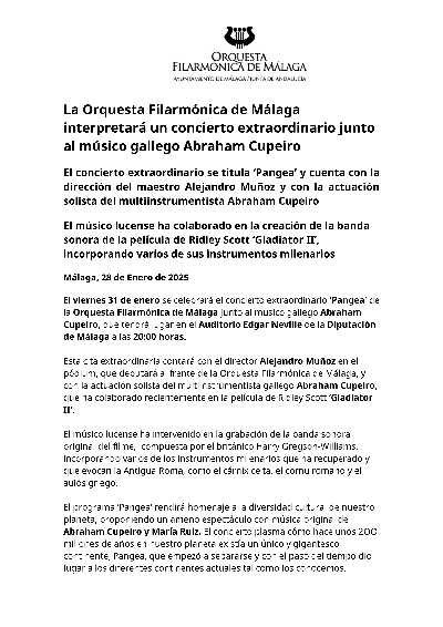 La Orquesta Filarmónica de Málaga presenta un concierto extraordinario con el talentoso músico gallego Abraham Cupeiro.