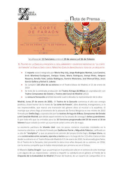 El Teatro de la Zarzuela te invita a disfrutar de "La corte de Faraón", un montaje brillante y entretenido de Emilio Sagi.