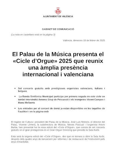 «Cicle d’Orgue» 2025 en El Palau de la Música, un festival que celebra la diversidad musical con artistas de renombre internacional y local.