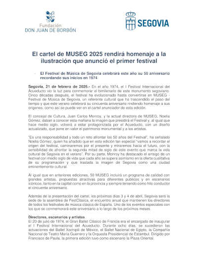 El cartel de MUSEG 2025 celebra la ilustración que dio vida al primer festival, un homenaje a la creatividad y el arte que perdura en el tiempo.