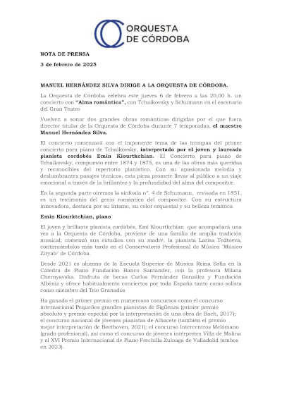La Orquesta de Córdoba, bajo la dirección del maestro Manuel Hernández Silva, ofrece conciertos inolvidables.