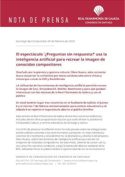 "¿Preguntas sin respuesta?" es un espectáculo fascinante que combina inteligencia artificial y música, recreando la esencia de célebres compositores.