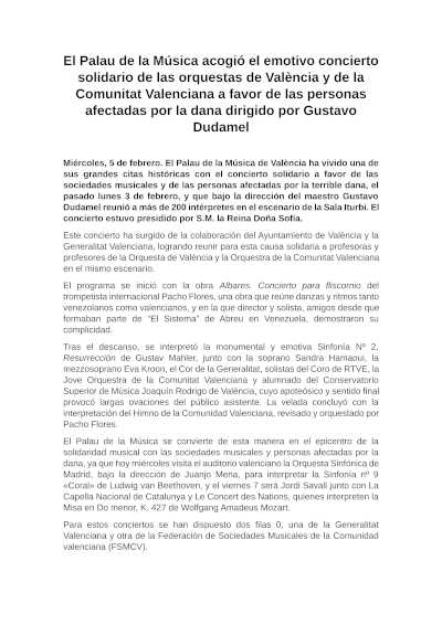 El Palau de la Música acogió concierto solidario de las orquestas de València y de la Comunitat Valenciana