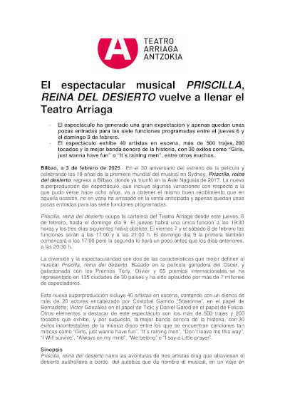 Priscilla, reina del desierto" regresa al Teatro Arriaga. Vive una aventura vibrante con actuaciones deslumbrantes y una historia cautivadora. Priscilla, reina del desierto" regresa al Teatro Arriaga. Vive una aventura vibrante con actuaciones deslumbrantes y una historia cautivadora.