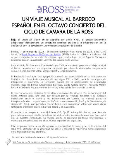 Octavo Concierto del Ciclo de Cámara de la ROSS. Una oportunidad para disfrutar de la música en su máxima expresión.