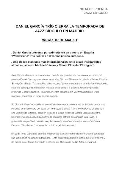 Cierre de Temporada de Jazz Círculo en Madrid con Daniel García Trío. Una noche de jazz excepcional.