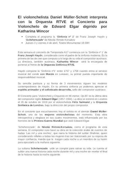 El violonchelista Daniel Müller-Schott interpreta el Concierto para Violonchelo de Elgar junto a la Orquesta RTVE en una destacada presentación musical.