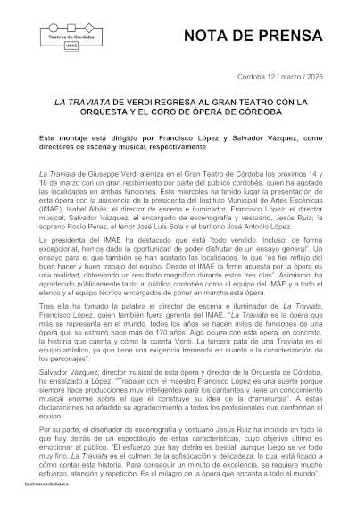La Traviata de Verdi regresa al Gran Teatro, presentada por la Orquesta y el Coro de Ópera de Córdoba. Una experiencia musical inolvidable.