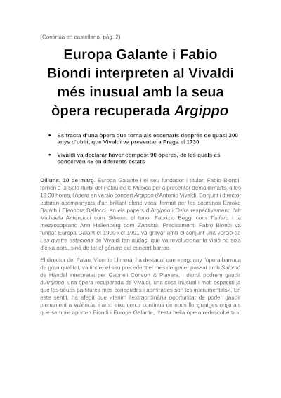 Descubre la interpretación única de Europa Galante y Fabio Biondi en la ópera recuperada Argippo de Vivaldi.