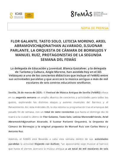 El FeMÀS inaugura su 42.ª edición con cinco conciertos destacados, consolidándose como referente en música antigua de alta calidad. El FeMÀS inaugura su 42.ª edición con cinco conciertos destacados, consolidándose como referente en música antigua de alta calidad.