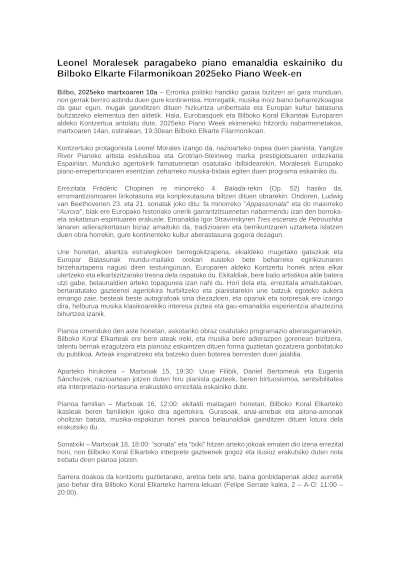 Leonel Morales ofrece una velada inolvidable en la Sociedad Filarmónica de Bilbao. Disfruta de una experiencia musical única y emocionante.