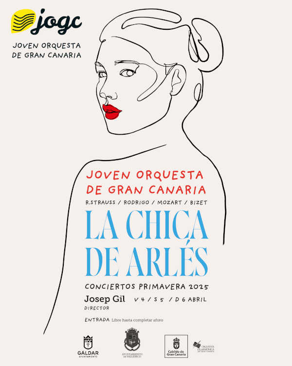 Concierto “La chica de Arlés” de la Joven Orquesta de Gran Canaria en Las Palmas, Valleseco y Gáldar, con repertorio clásico y talento emergente.