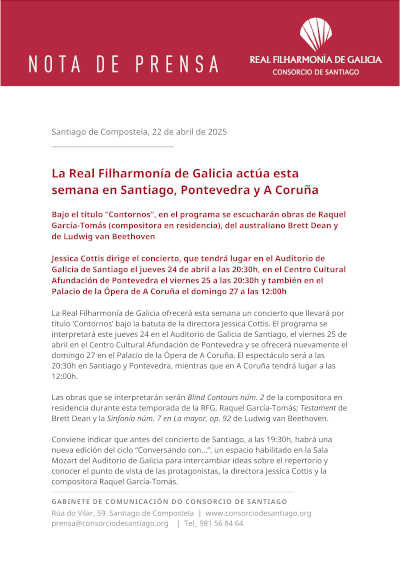 La Real Filharmonía de Galicia actúa esta semana en Santiago, Pontevedra y A Coruña La Real Filharmonía de Galicia actúa esta semana en Santiago, Pontevedra y A Coruña