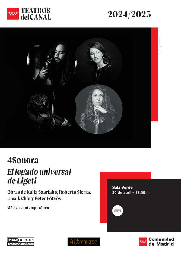 El cuarteto 4Sonora presenta *El legado de Ligeti* en Teatros del Canal, un estreno que rinde homenaje al célebre compositor del siglo XX.