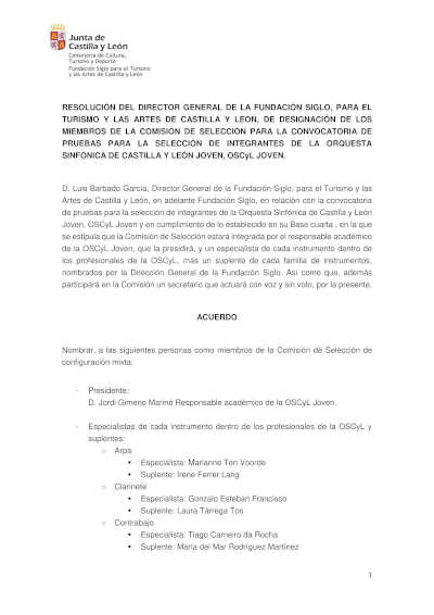 La Junta resuelve la convocatoria de selección de la OSCyL Joven 2025, cuyo primer encuentro se celebrará en abril con jóvenes músicos seleccionados. La Junta resuelve la convocatoria de selección de la OSCyL Joven 2025, cuyo primer encuentro se celebrará en abril con jóvenes músicos seleccionados.