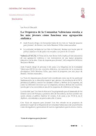 La Orquestra de la Comunitat Valenciana enseña a los más jóvenes cómo funciona una agrupación sinfónica