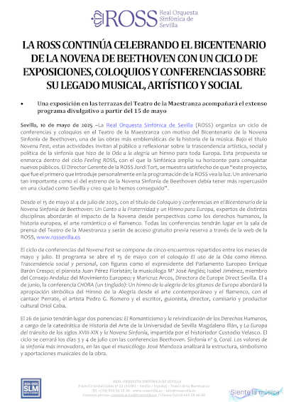 La ROSS celebra el bicentenario de la 9ª de Beethoven con exposiciones, coloquios y conferencias