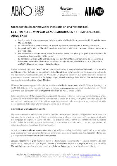 El estreno de ¡Soy salvaje! clausura la XX Temporada de ABAO Txiki