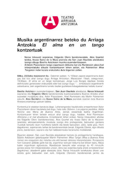El concierto El alma en un tango llena el Teatro Arriaga de música argentina