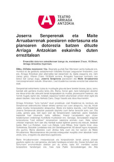 Joserra Senperena y Maite Arruabarrena funden la belleza de la poesía y la elegancia del piano en un recital en el Teatro Arriaga