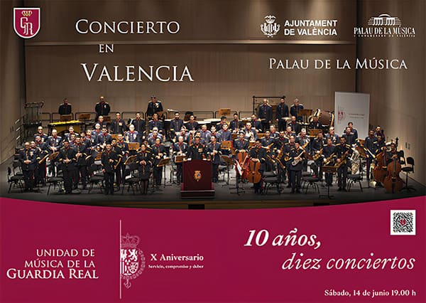 La Guardia Real interpreta en el Palau de la Música “Diez años, diez conciertos” en el aniversario de la proclamación del rey Felipe VI