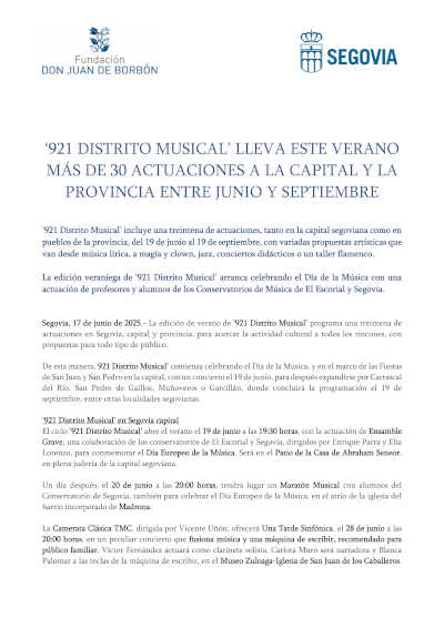 «921 Distrito Musical» lleva este verano más de 30 actuaciones a la capital y la provincia entre junio y septiembre