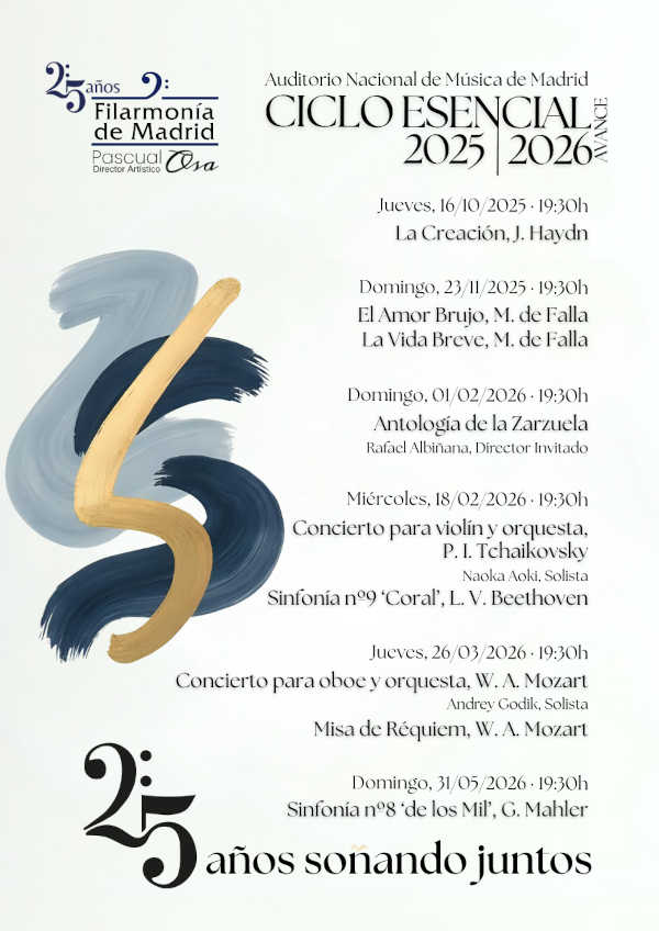 Filarmonía de Madrid celebra 25 años con una temporada excepcional llena de grandes obras y solistas de primer nivel