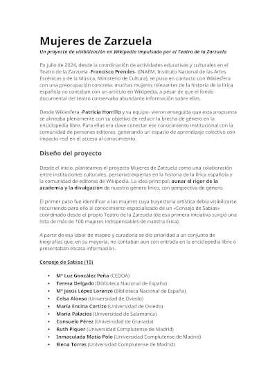 «Mujeres de Zarzuela»: un proyecto de visibilización de Wikiesfera y el Teatro de la Zarzuela