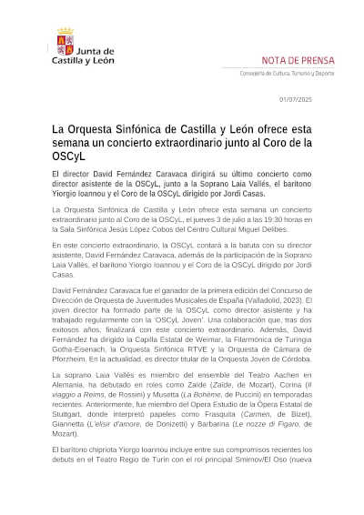 La Orquesta Sinfónica de Castilla y León ofrece esta semana un concierto extraordinario junto al Coro de la OSCyL