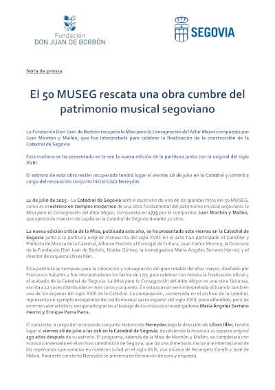El 50 MUSEG rescata una obra cumbre del patrimonio musical segoviano