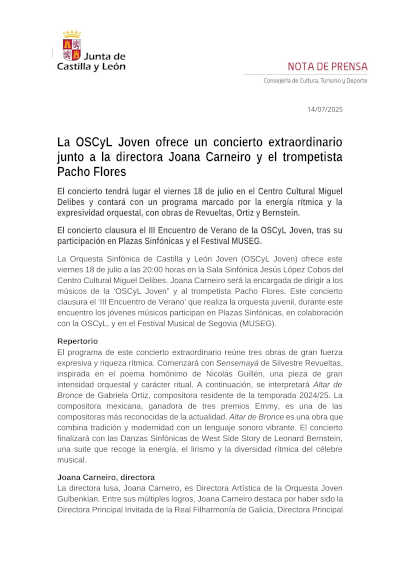 La OSCyL Joven ofrece un concierto extraordinario junto a la directora Joana Carneiro y el trompetista Pacho Flores