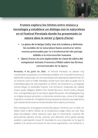 Frames explora los límites entre música y tecnología y establece un diálogo con la naturaleza en el Festival Perelada