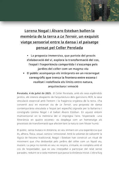 Lorena Nogal y Álvaro Esteban bailan la memoria de la tierra en Le Terroir, exquisito viaje entre danza y paisaje