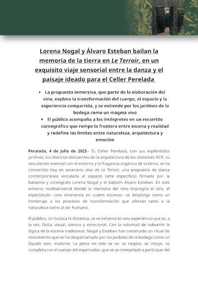 Lorena Nogal y Álvaro Esteban bailan la memoria de la tierra en Le Terroir, exquisito viaje entre danza y paisaje
