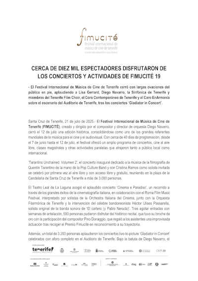 Cerca de 10.000 espectadores disfrutaron de los conciertos y actividades de FIMUCITÉ 19