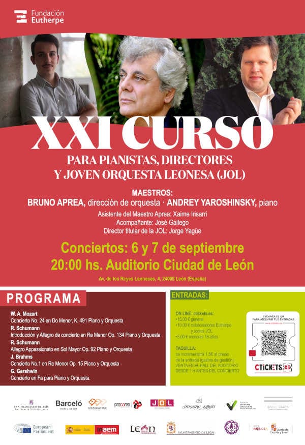 La Fundación Eutherpe presenta la XXI edición de su Curso para pianistas, directores y Joven Orquesta Leonesa 2025