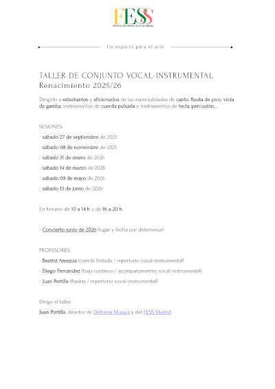 Silva de Sirenas inaugura el curso 2025/26 con su Taller de Conjunto Vocal-Instrumental Renacentista