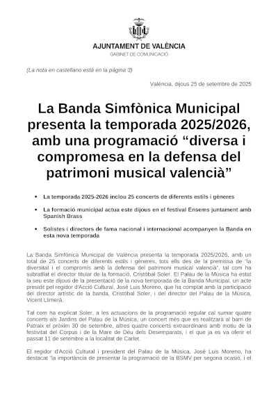 La Banda Sinfónica Municipal presenta la temporada 2025/2026, con una programación “diversa y comprometida”