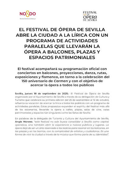 El Festival de Ópera de Sevilla abre la ciudad a la lírica con un programa de actividades paralelas